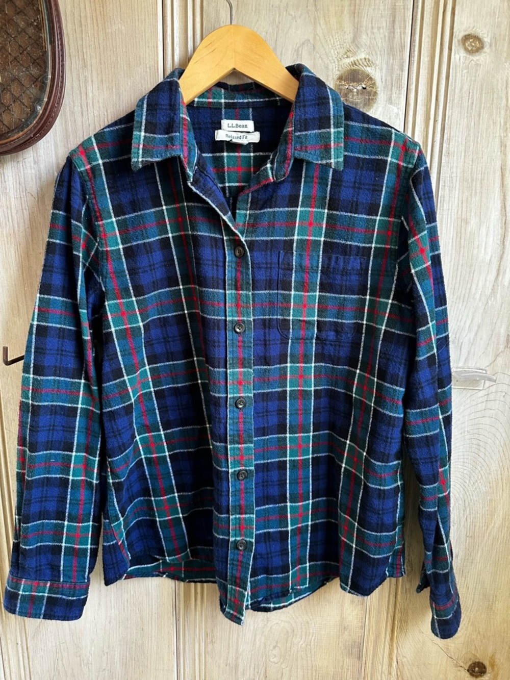 L.L.Bean Plaid Flannel Shirt Petite Small Relaxed Fit Button Down